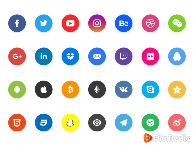 High-quality svg icons of social networks