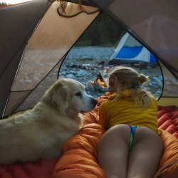 Girls in a tent in nature 35