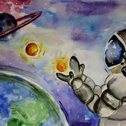 Рисунки ко дню космонавтики 4
