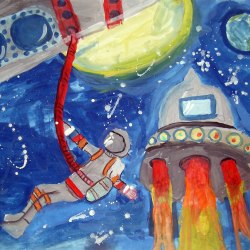 Рисунки ко дню космонавтики 2